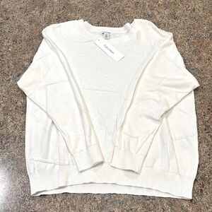 Calvin Klein Long Sleeve Sweater Size XL Soft White Pull On Lightweight